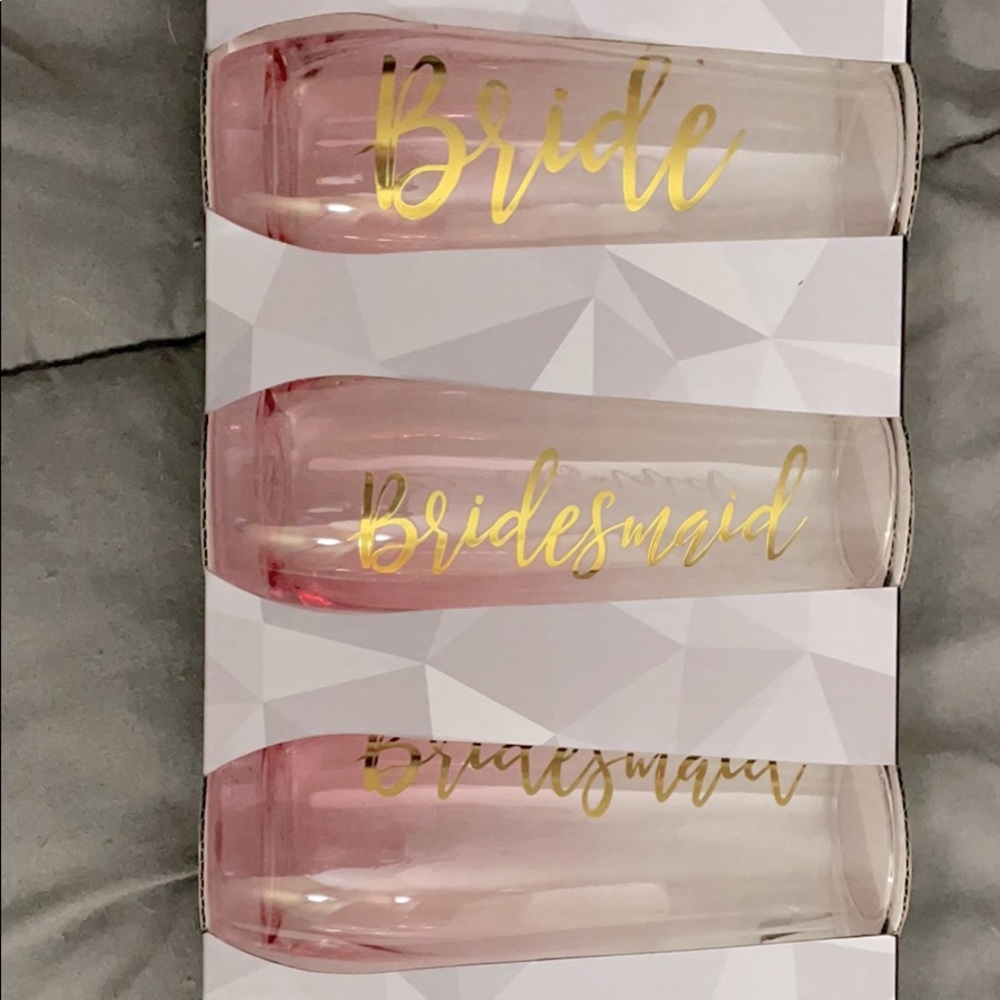 Bride and 3 bridesmaid stemless glasses
